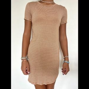 Forever 21 brown and white striped t-shirt dress
